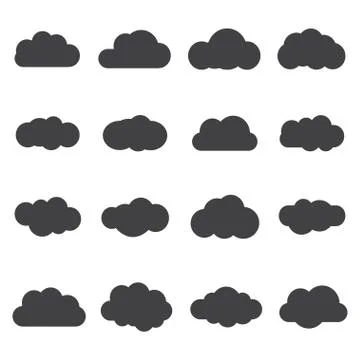 Set of silhouette flat style clouds. Safe, secure and scalable data protection Illustrazione stock