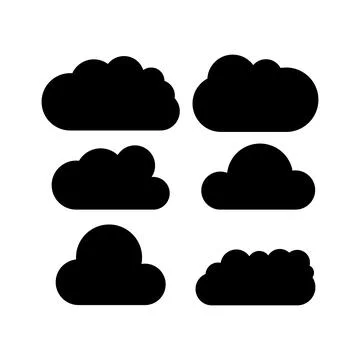 Set of silhouette flat style clouds. Vector illustration. 스톡 일러스트