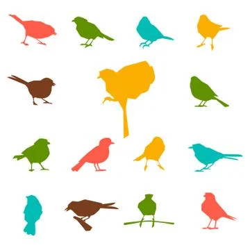 Set of silhouettes of birds. Stock Illustration