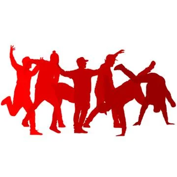 Set Silhouettes breakdancer on a white background Stock Illustration