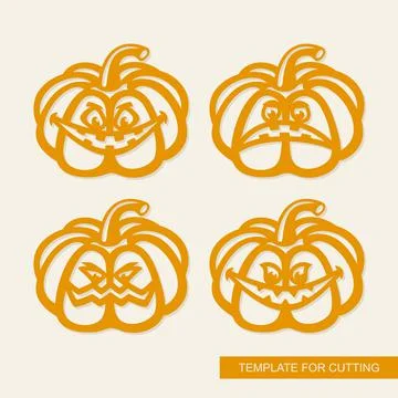 Set of silhouettes of carved pumpkins.  Stock Illustration