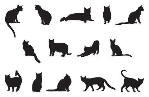 Set of silhouettes of cats vector illustration Stock Illustration