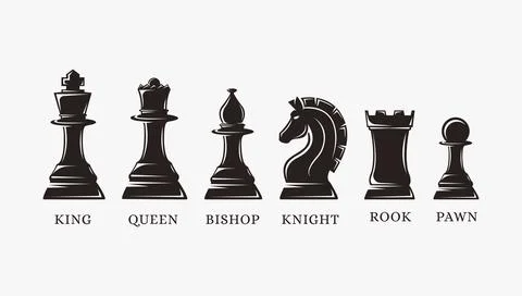 Set of silhouettes chess piece vector icons on white background Stock Illustration