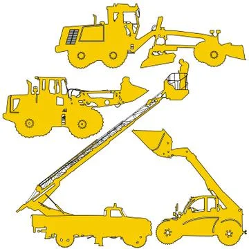 Set of silhouettes of construction machinery. Vector illustration Stock Illustration