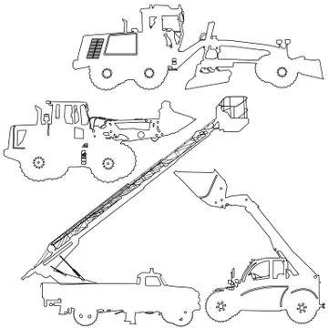 Set of silhouettes of construction machinery. Vector illustration Stock Illustration