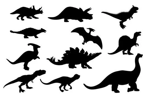 Set silhouettes of dinosaurs Stock Illustration