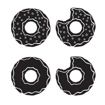 Set of silhouettes of donuts Stock Illustration