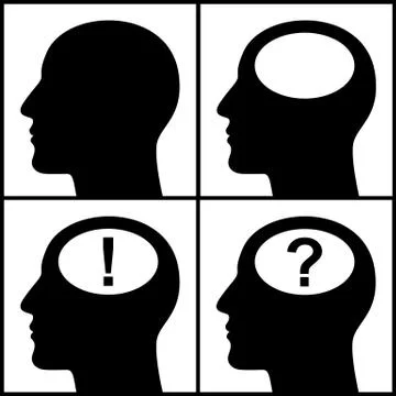Set of silhouettes of heads Stock Illustration