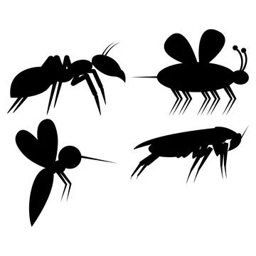 Set of silhouettes insect pests. Vector illustrations. Stock Illustration