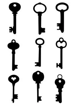 Set of silhouettes of keys Stock Illustration