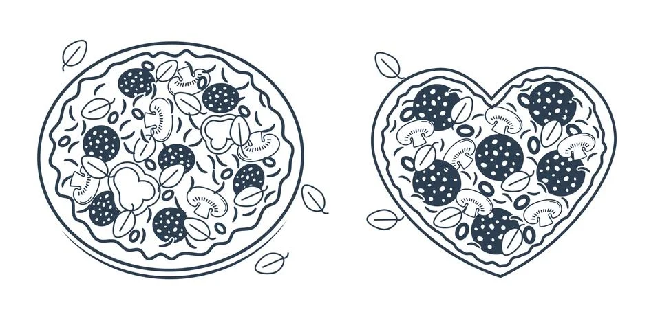 Set of silhouettes of pizza Stock Illustration