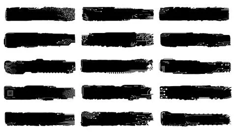 Set of silhouettes rectangular design elements in tech style isolated Illustrazione stock