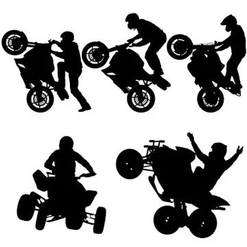 Set silhouettes Rider participates motocross championship on white background Stock Illustration