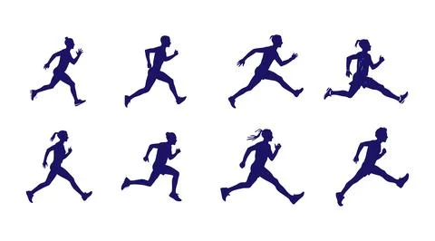 Set of silhouettes of running athletes Stock Illustration