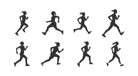 Set of silhouettes of running athletes Stock Illustration