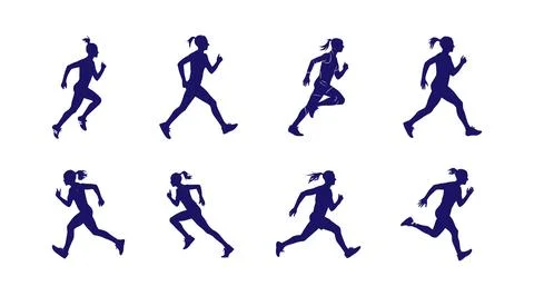Set of silhouettes of running athletes Stock Illustration