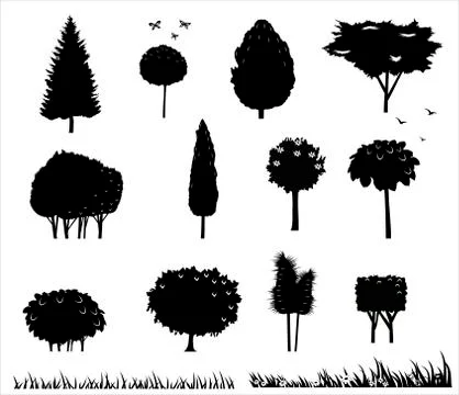 Set silhouettes of trees 2 Stock Illustration
