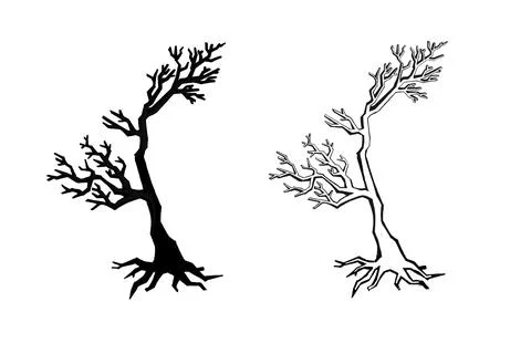 Set of silhouettes of trees, forest , park Stock Illustration