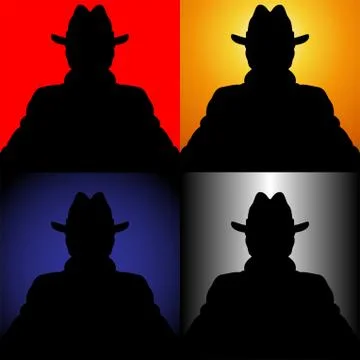 Set of silhouettes of the unknown in a hat Stock Illustration