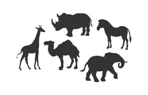 Set of silhouettes of wild animals Stock Illustration