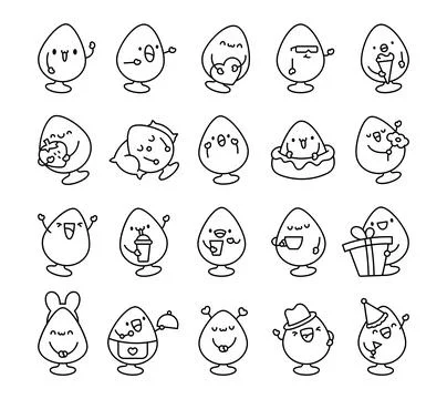 Set of silicone anal plug characters Stock Illustration