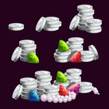 A set of silver coins Illustrazione stock