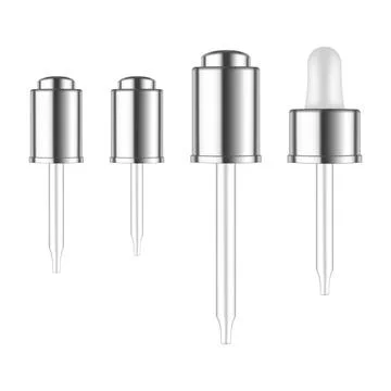 Set of Silver Dropper Top Cap for Essential Oils or Serum Bottles Stock Illustration