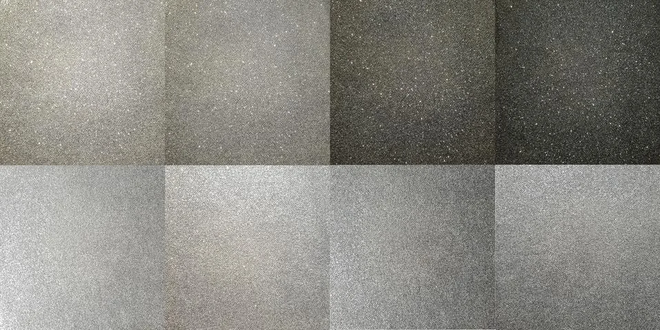 Set of silver gloss textures with gray color gradient Stock Photos