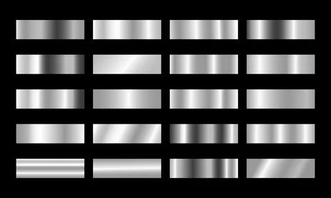 Set of silver gradients metallic texture and shiny glossy background elements 스톡 일러스트