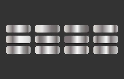 Set of silver gradients.Metallic squares collection.Vector illustration. Stock Illustration