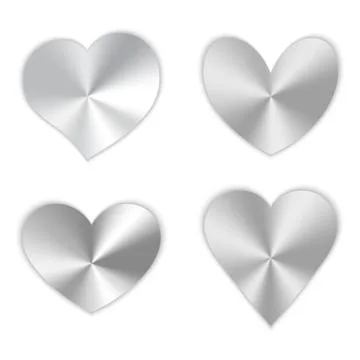Set of silver hearts Stock Illustration