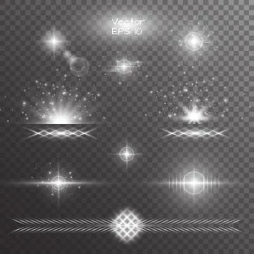 Set of silver light effects Stock Illustration