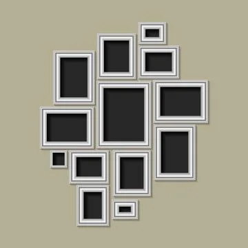 A set of silver photo frames イラスト素材