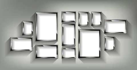A set of silver photo frames イラスト素材