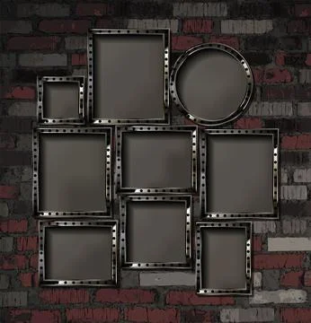 A set of silver photo frames Stockillustratie