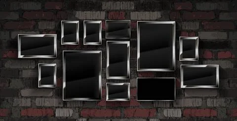A set of silver photo frames Stock Illustration