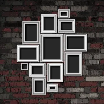 A set of silver photo frames 스톡 일러스트