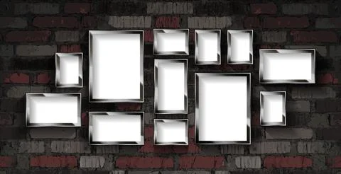 A set of silver photo frames Stock Illustration