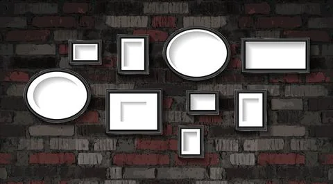 A set of silver photo frames Stock Illustration