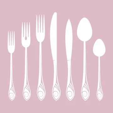 Set of silver plate on pink background Illustrazione stock