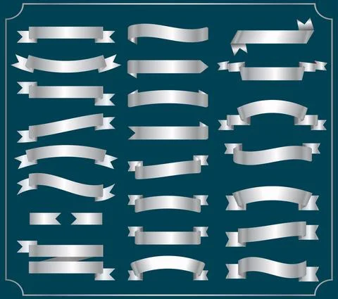 Set of silver ribbon. Stock Illustration