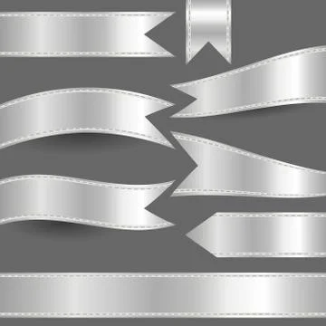 Set of silver ribbons Stock Illustration