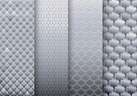 Set of silver textures backgrounds Stock Illustration