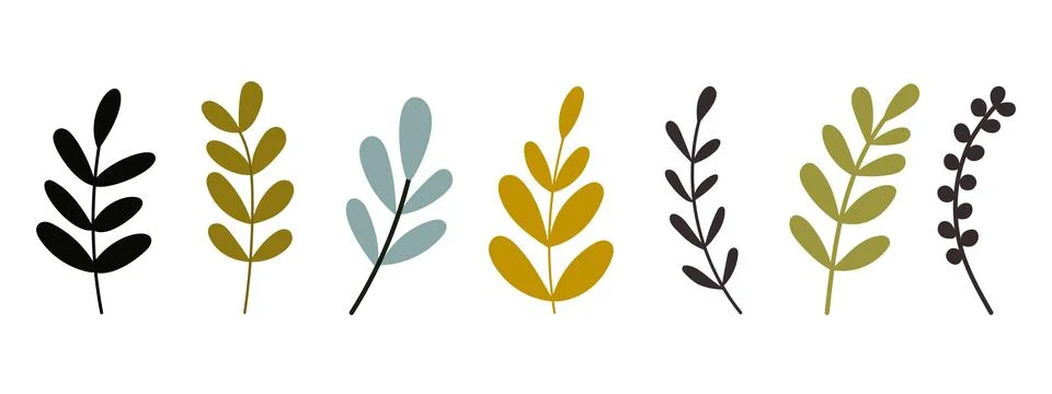 Set of simple abstract hand drawn flowers. Floral springtime prints design Stock Illustration