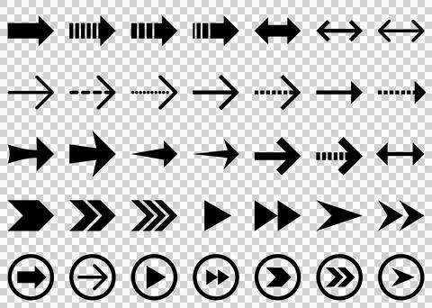 A set of simple arrow icons (black) Stock Illustration