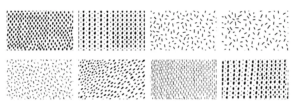 Set of simple background with small black lines. Vector seamless pattern with 库存插图