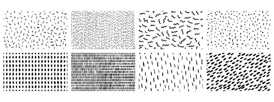 Set of simple backgrounds with small dashes. Vector seamless pattern with han イラスト素材
