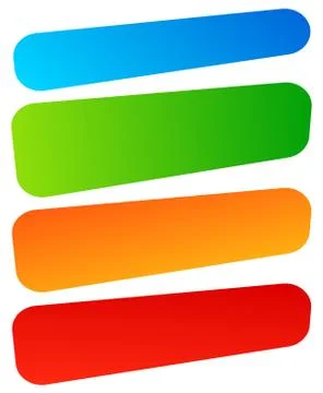 Set of simple banner, button shapes. Colorful banners, buttons in perspective Stock Illustration