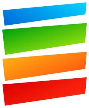 Set of simple banner, button shapes. Colorful banners, buttons in perspective Stock Illustration