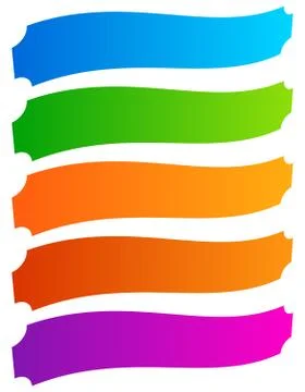 Set of simple banner, button shapes. Colorful banners, buttons in perspective Stock Illustration